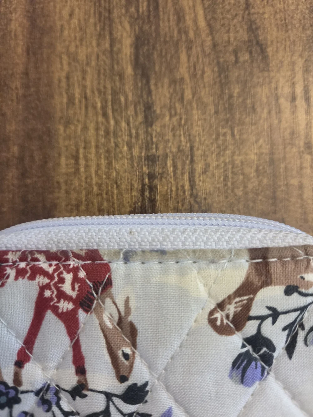 Vera Bradley Cream Quilted Coin Pouch with Deer & Floral Print